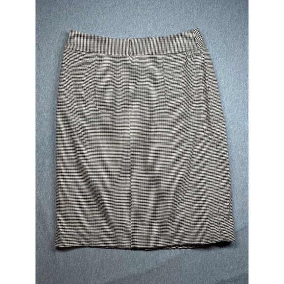 NEW J. McLaughlin Maddie Knit Pencil Skirt Brown Tones Plaid‎ Houndstooth 6 NWT - Picture 3 of 5